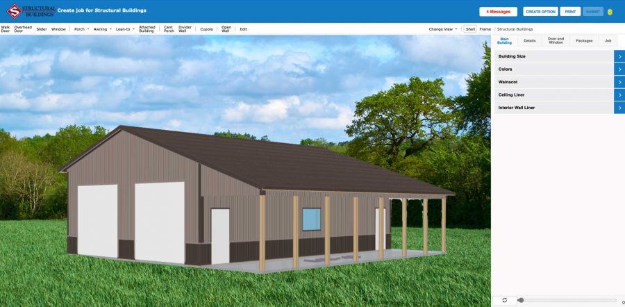 Design Smart Post Frame Shop with Overhang Build Tool for Structural Buildings 2