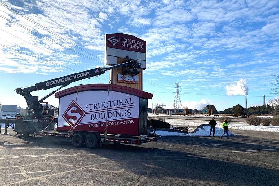 Structural Buildings New Outdoor Sign Install Becker MN